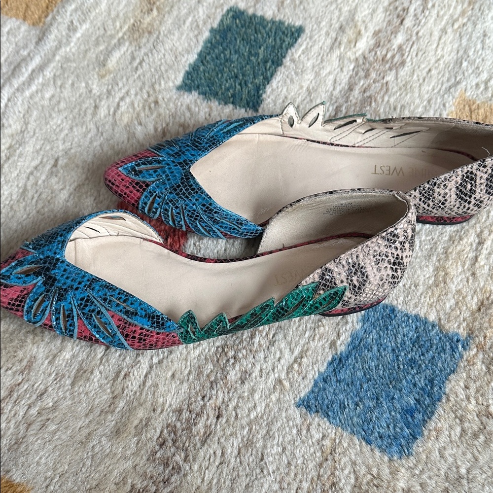 Nine West Multicolor Snakeskin Flats d’orsay - Picture 3 of 10
